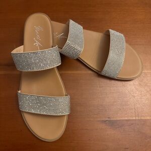 Mari A. Rhinestone Two Strap Sandals